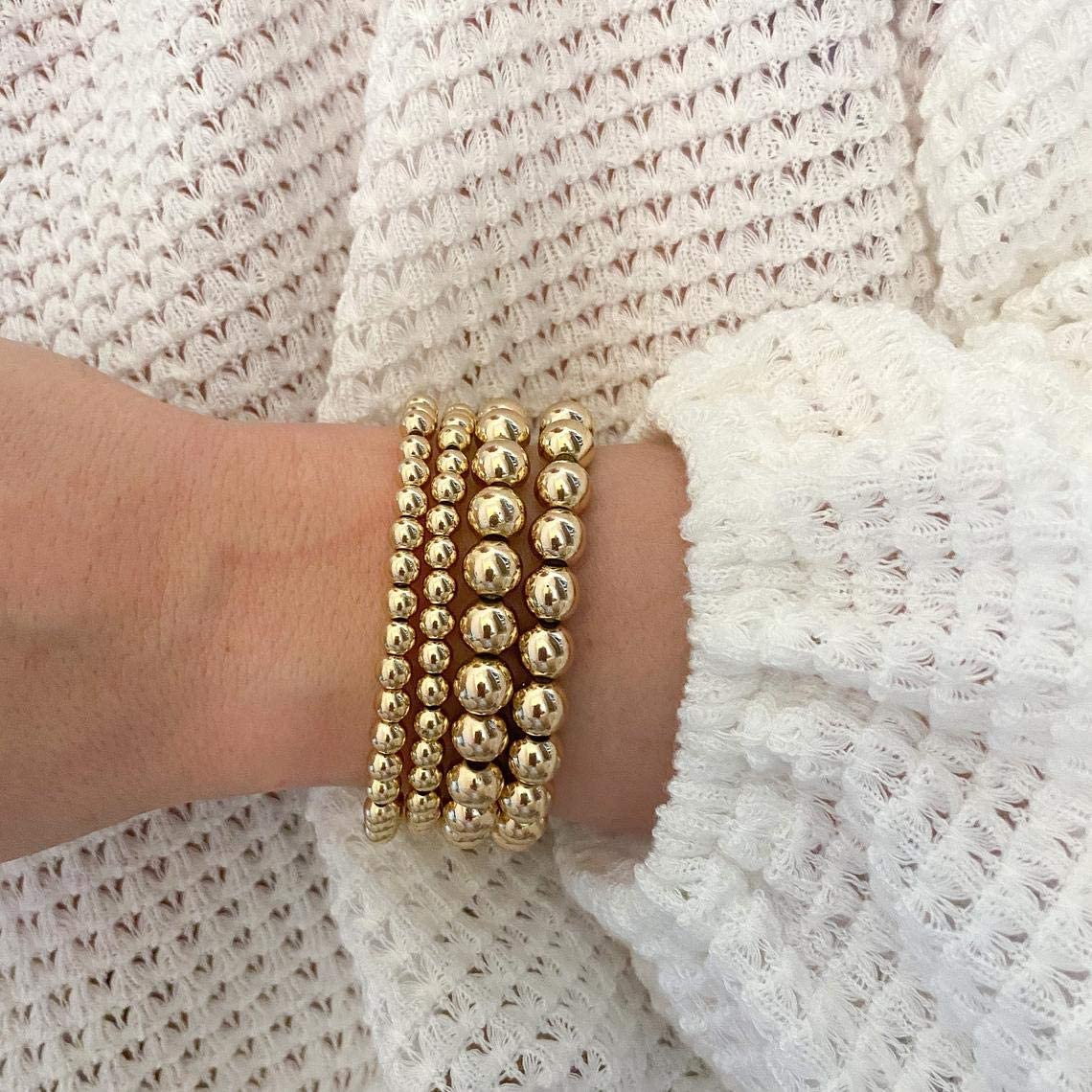 Reoxvo Gold Beaded Chain Bracelets Set for Women 14K Real Gold Plated Dainty Thin Gold Chain Link Bracelet Stack Adjustable Gold Bracelets Jewelry for Women Trendy - Image 3
